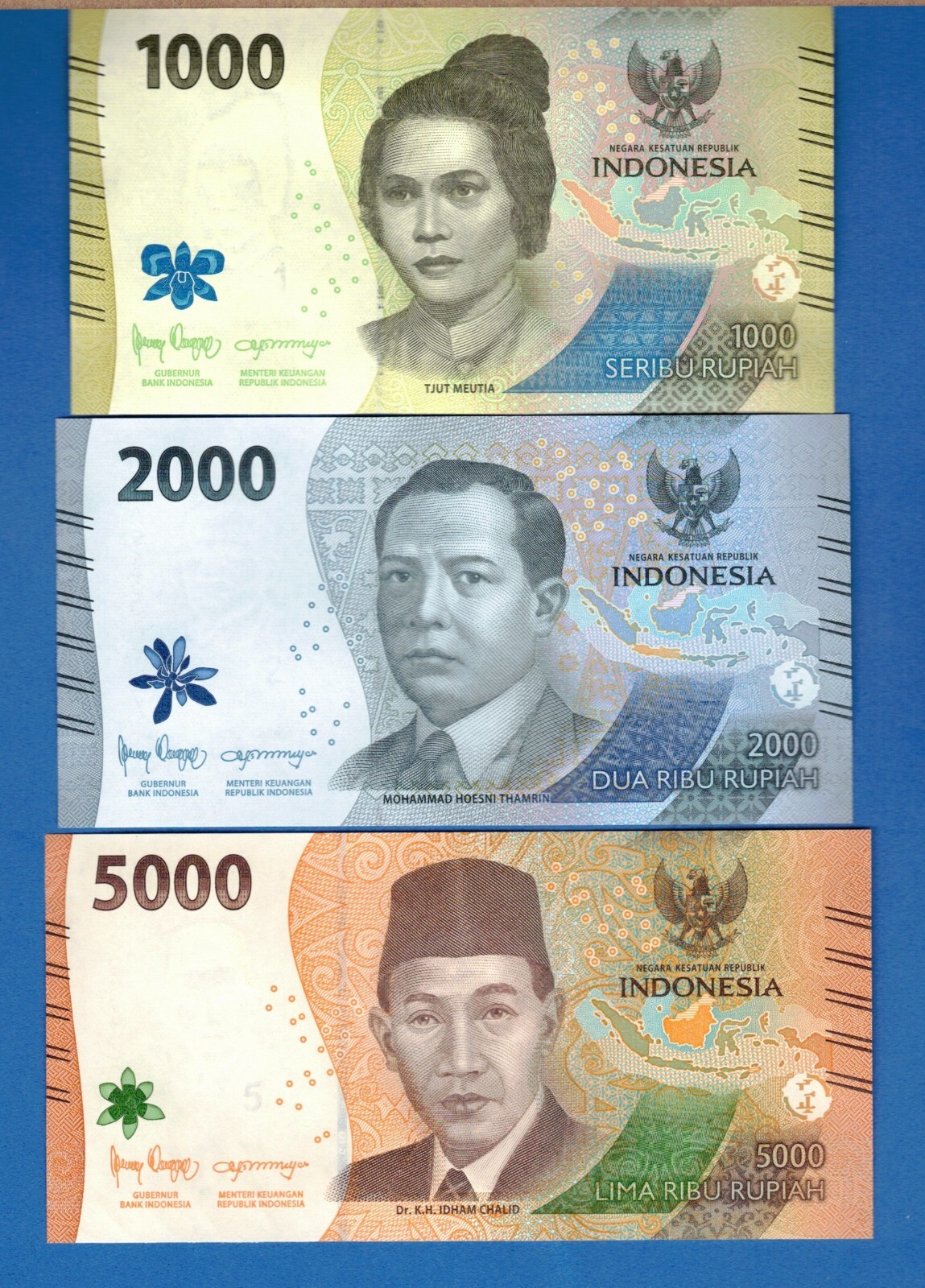 Indonesia 500 2000 5000 Rupiah 2022 Uncirculated Banknotes Set # 1