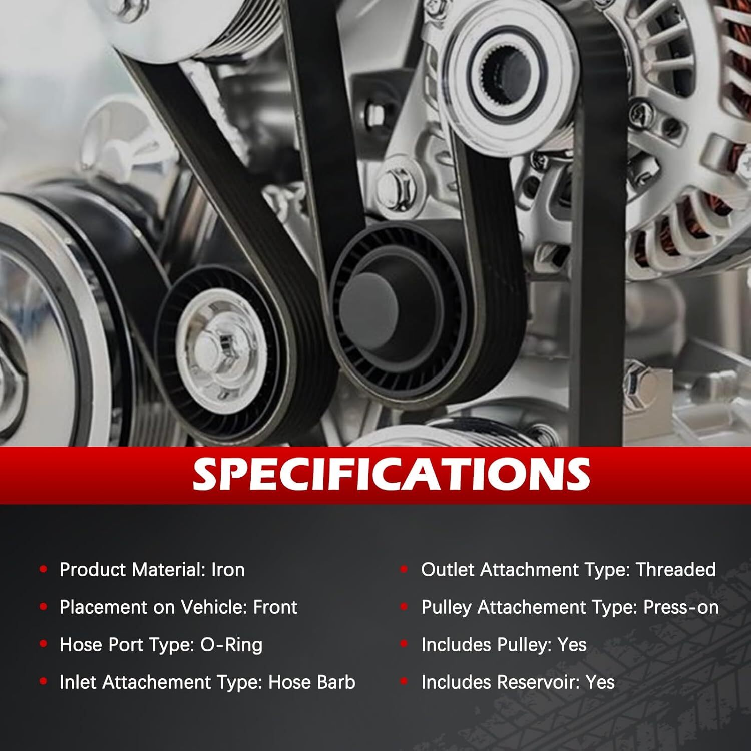 Power Steering Pump w/ Reservoir&Pulley for 2002-07 Dodge Ram 1500 3.7 4.7L 5.7L