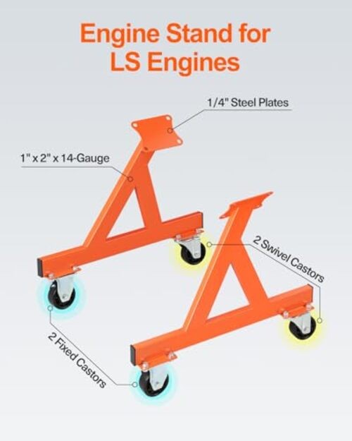 LS Engine Stand Cradle, Rolling Storage Stand for GM Chevy V8 LSx Orange