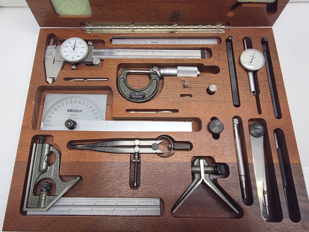 MITUTOYO TOOL SET KIT, Combination Square, Dial Caliper, Indicator, Micrometer..