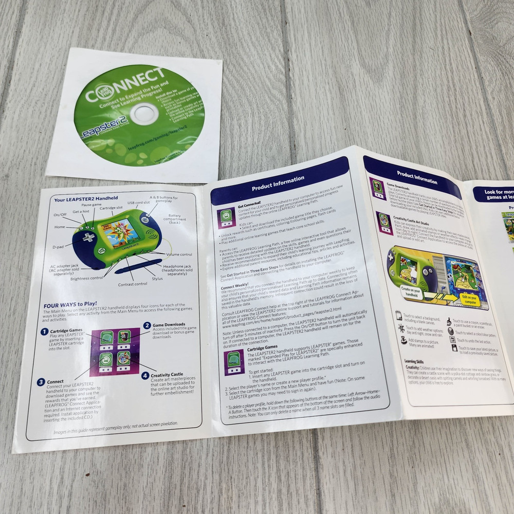 LeapFrog Leapster 2 Parent Guide Instructions & DVD Only Replacement Manual Lear