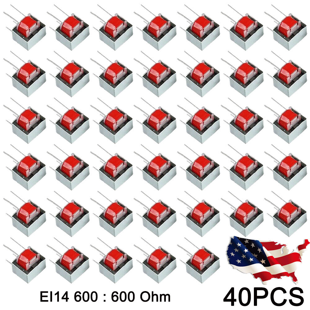 40pcs/set 600 : 600 Ohm 1:1 EI14 Isolation Transformer Audio Transformers N207