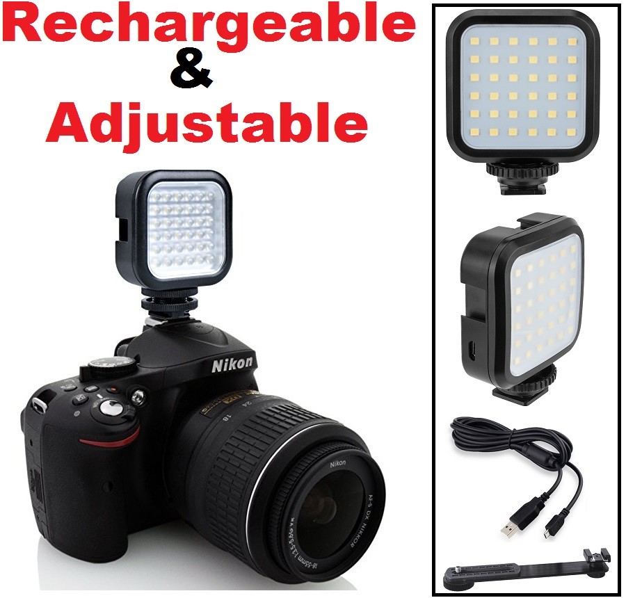 Rechargeable Compact LED Light With Power Set For Panasonic HDC-SD100 HDC-HS100