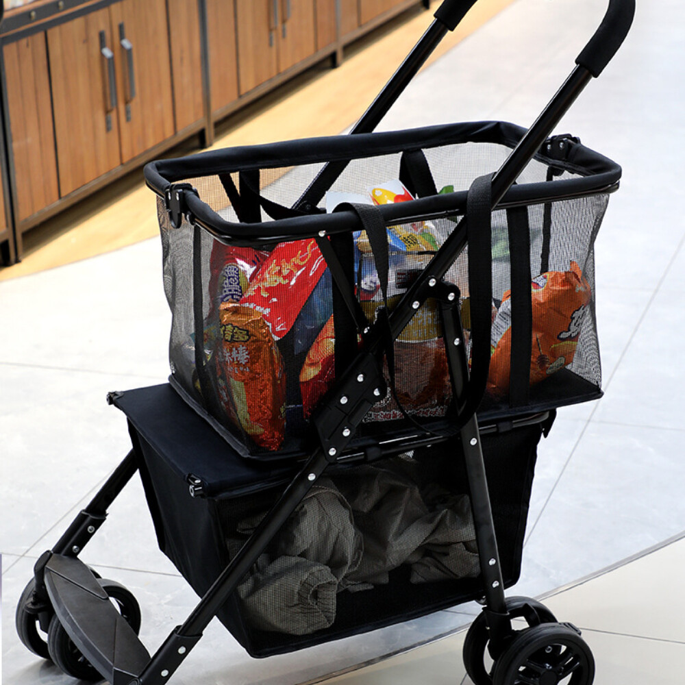 Collapsible Shopping Cart Utility Trolley Cart with Removable Tote&Swivel Wheels