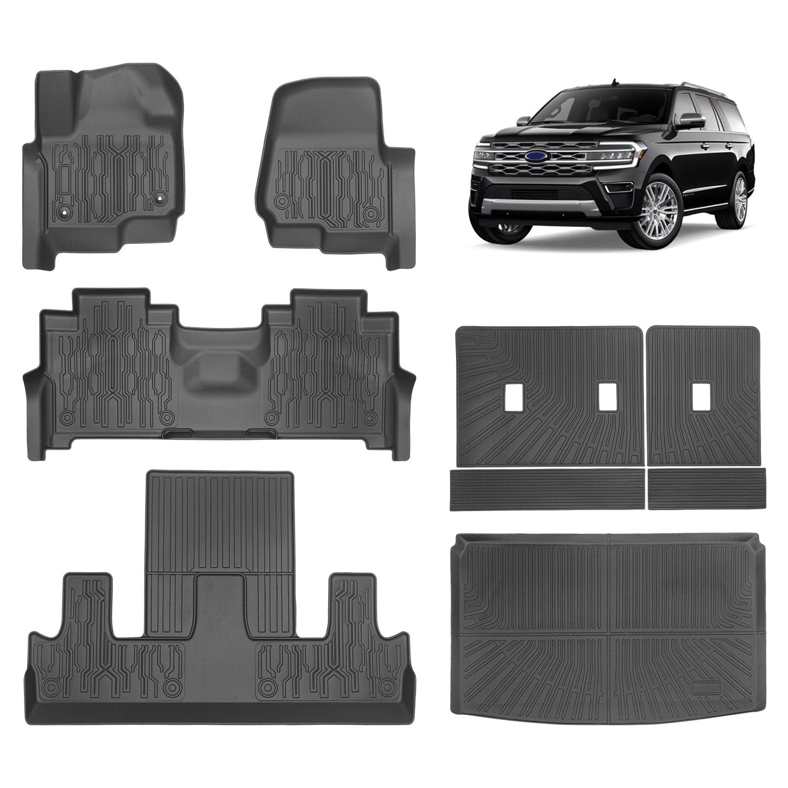 Floor Mats & Cargo Liner for 2018-2024 Ford Expedition MAX (Only Fit 7 Seats)...