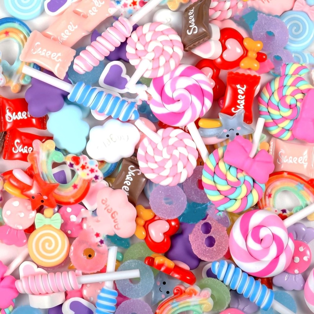 WILLBOND 120 Pieces Assorted Charms Cute Set Flatback Beads Making Kit small