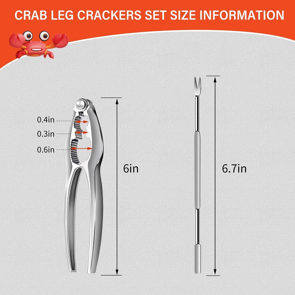 8 Pack Lobster Crackers and Picks Set, Crab Leg Cracker Tools, Stainless Stee...