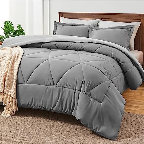 King Size Comforter Set 7 Pieces Bed in A Bag - Soft Microfiber Reversible