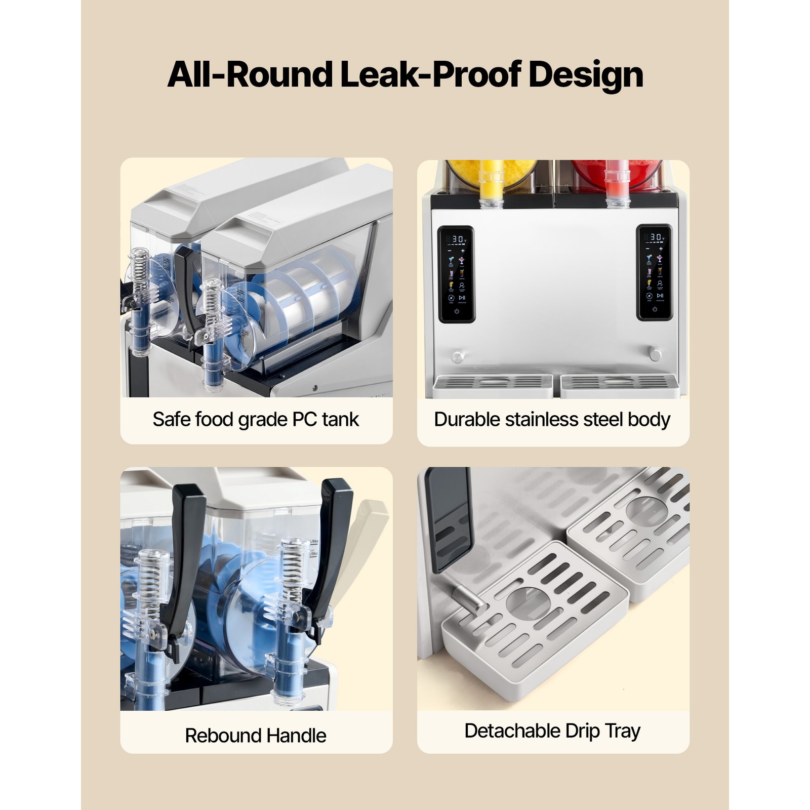 Uimoso Dual-Tank Frozen Drink Slushy Machine 3Lx2 Slush Cold Beverage Maker Home