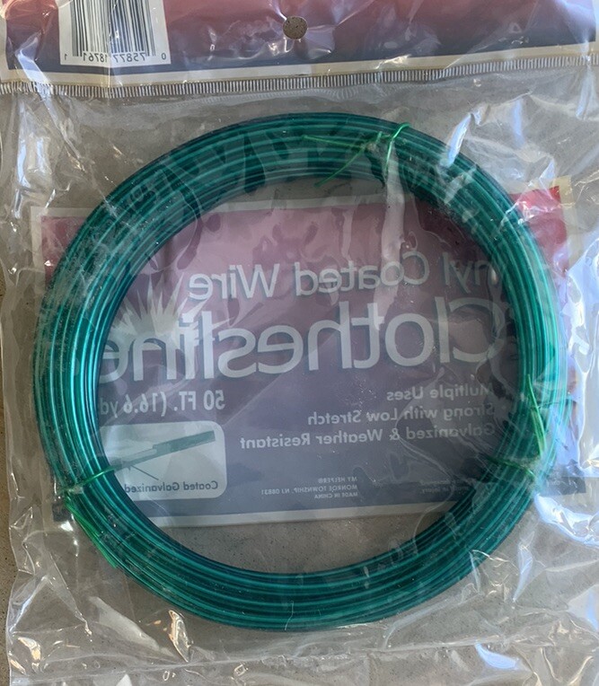 Clothesline Wire, Vinyl-Coated, 5/32 in. x 50 ft., Green