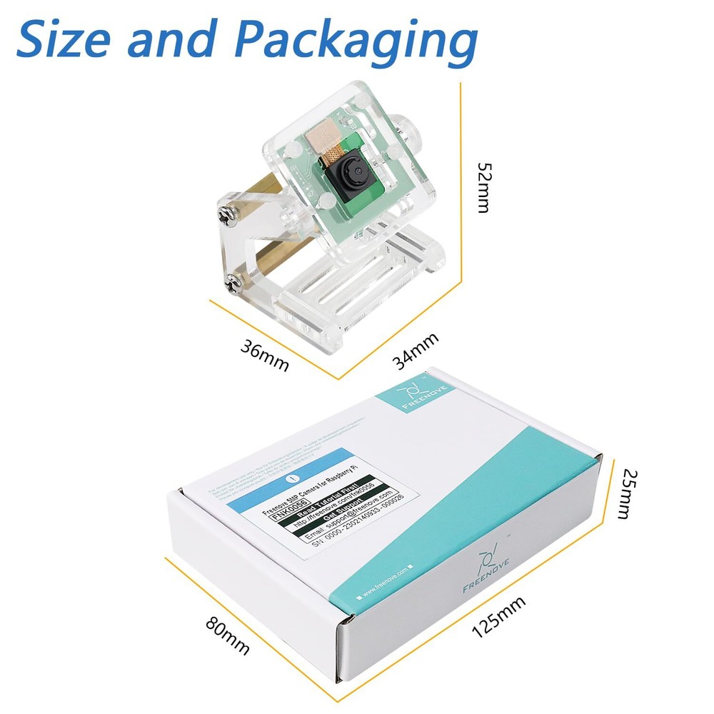 5MP Camera for Raspberry Pi with Adjustable Holder & Ribbon Cable 62° Viewing
