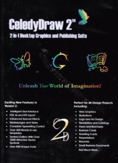 Celedy Draw 2 PC CD design illustrate font effects flow charts graphics tools!
