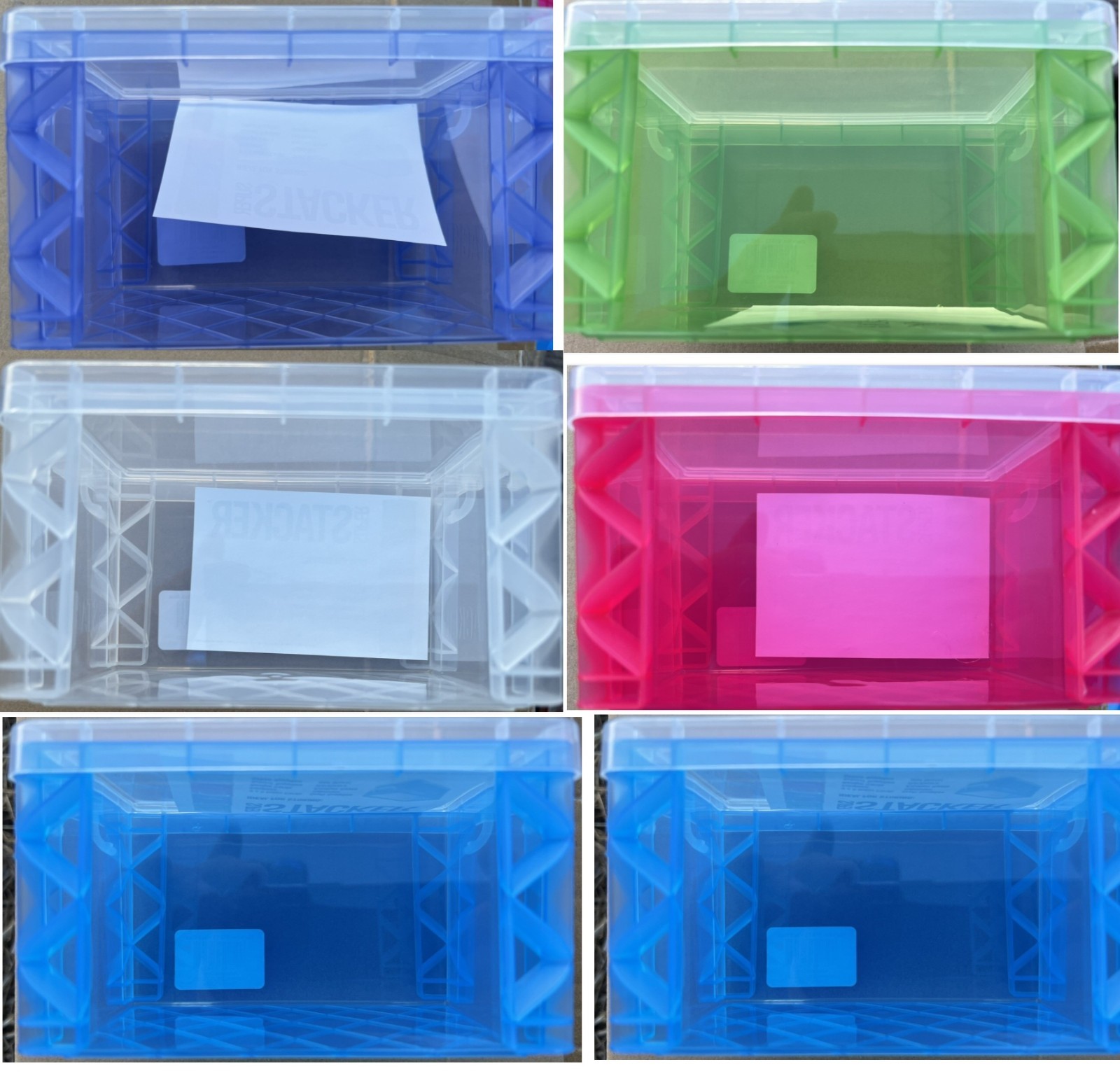 Storage Studios Super Stacker Storage Box-3.6"X4"X6.5" Assorted Colors Lot of 6