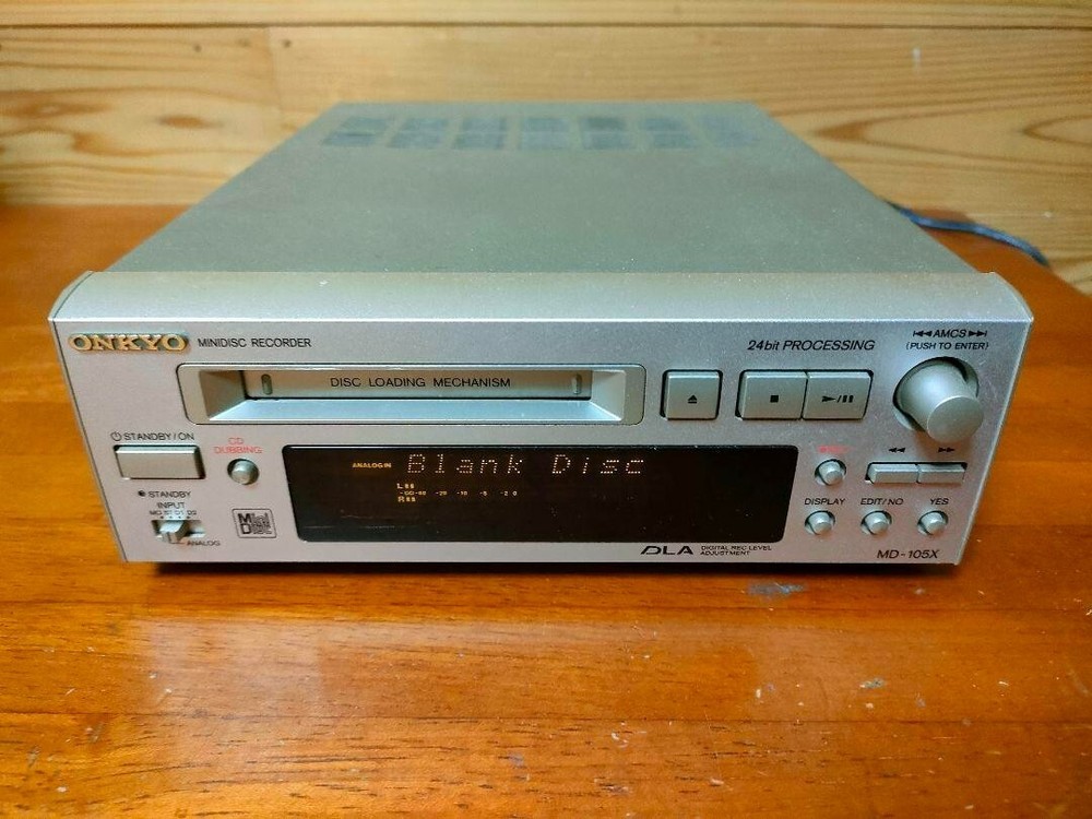 ONKYO MD Mini Disc Recorder MD-105X High Speed Audio System Silver Used