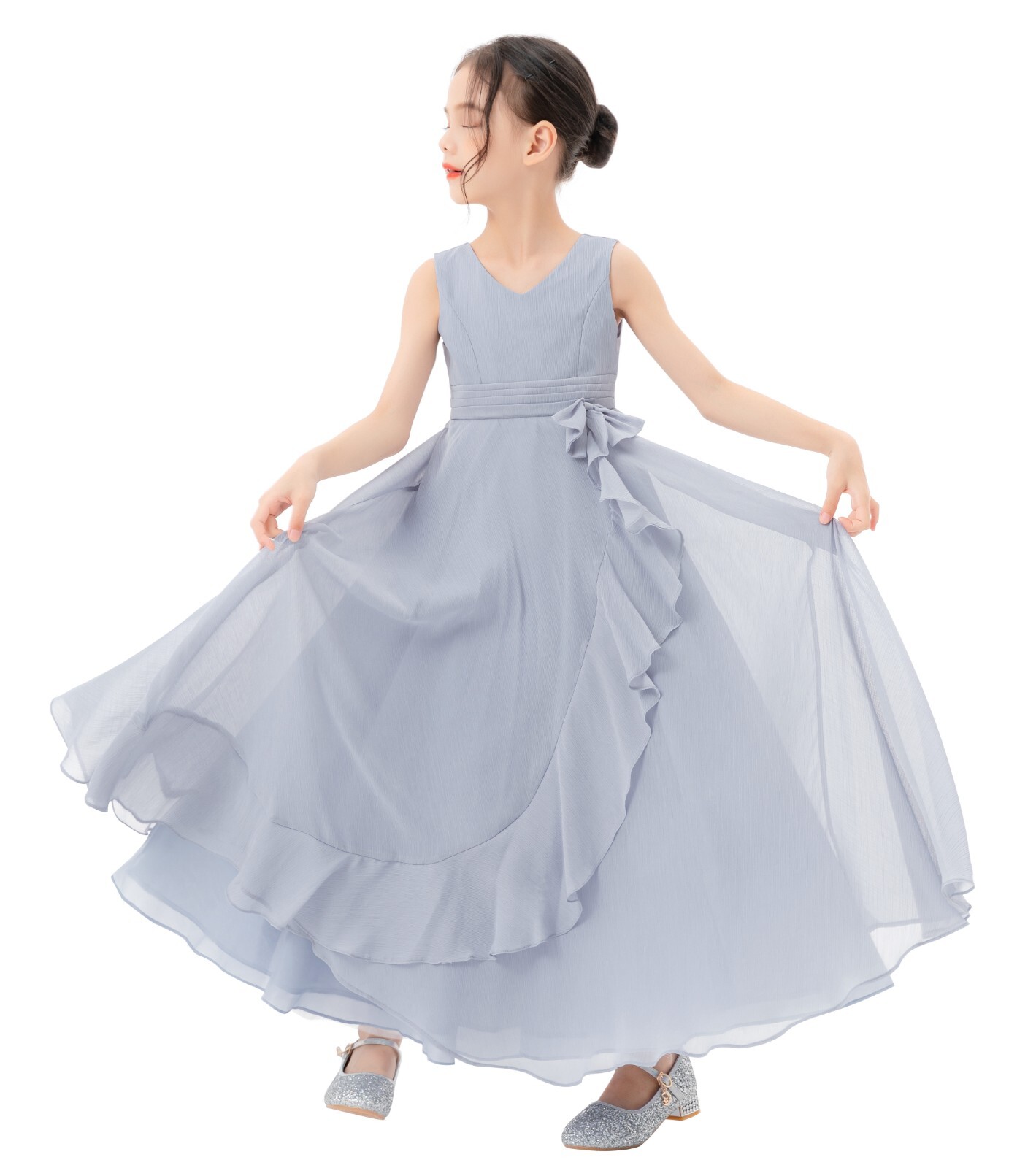 Wedding Chiffon Flower Girl Dress Ruffled Chiffon Dress Formal Dress for Toddler