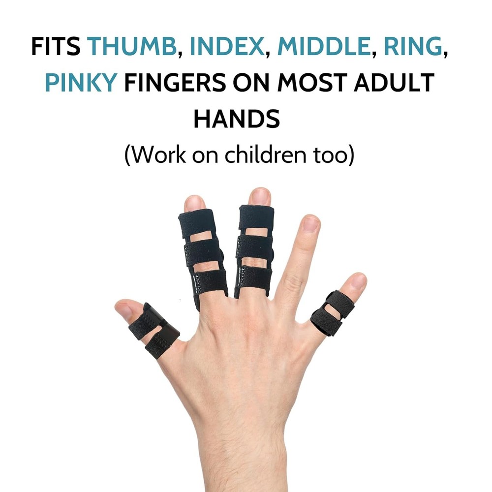 4Pcs Trigger Finger Splint, Thumb Splint,Finger One Size, Black