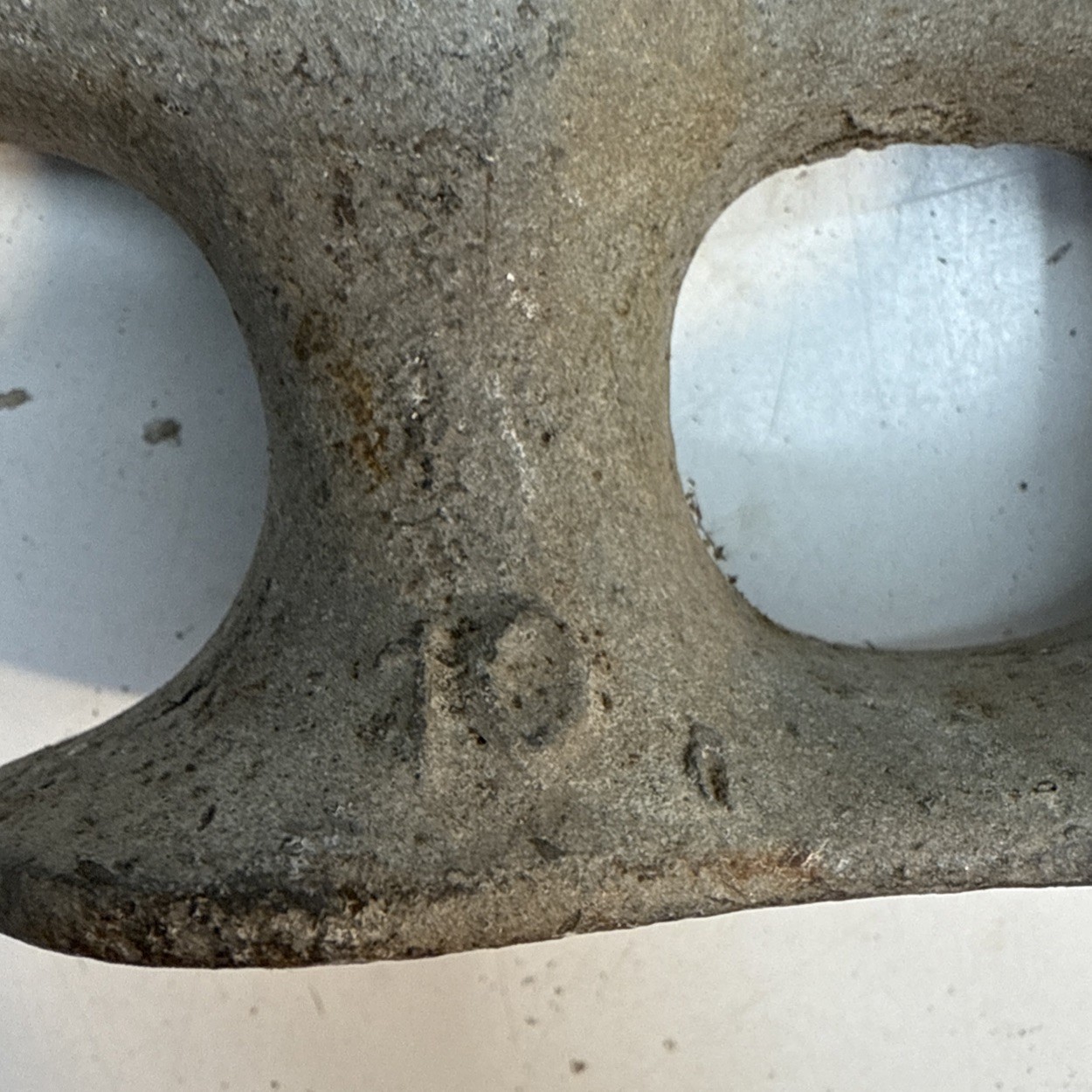 Lot of 2 VINTAGE Large GALV. CAST IRON BOAT - DOCK CLEAT, 10" long.