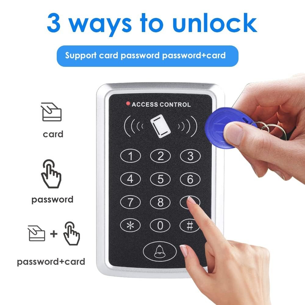 Door Access Control Keypad, Stand-Alone Password RFID Reader+5PCS Keyfob Keyc...