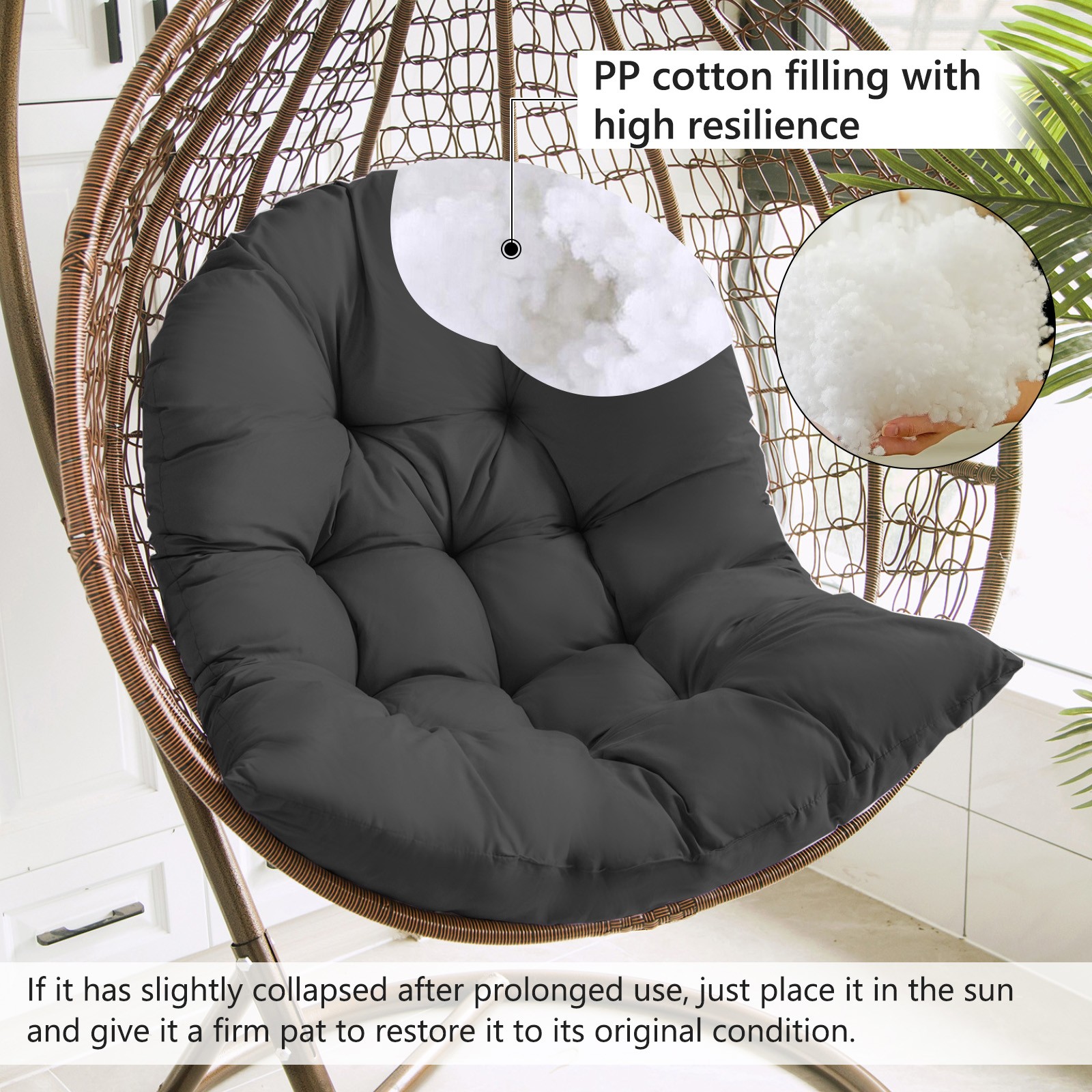 Hanging Basket Seat Cushion Thick Wicker Hammock Swing Egg Chair Replacement Pad