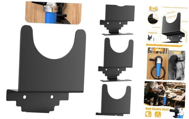 Angle Grinder Holder 4 PCS, Angle Grinder Stand with Discs Hook Rack & Cord