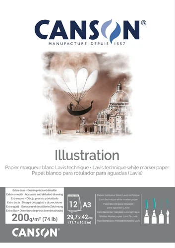 CANSON Illustration A3, 12 sheets 200g