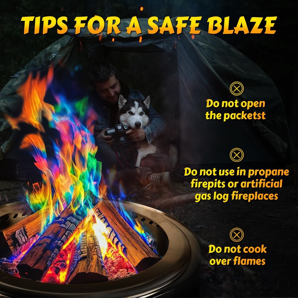 Magic Campfire Color Flame Packets, 6-Pack for Fire Pit, Fireplace & Camping