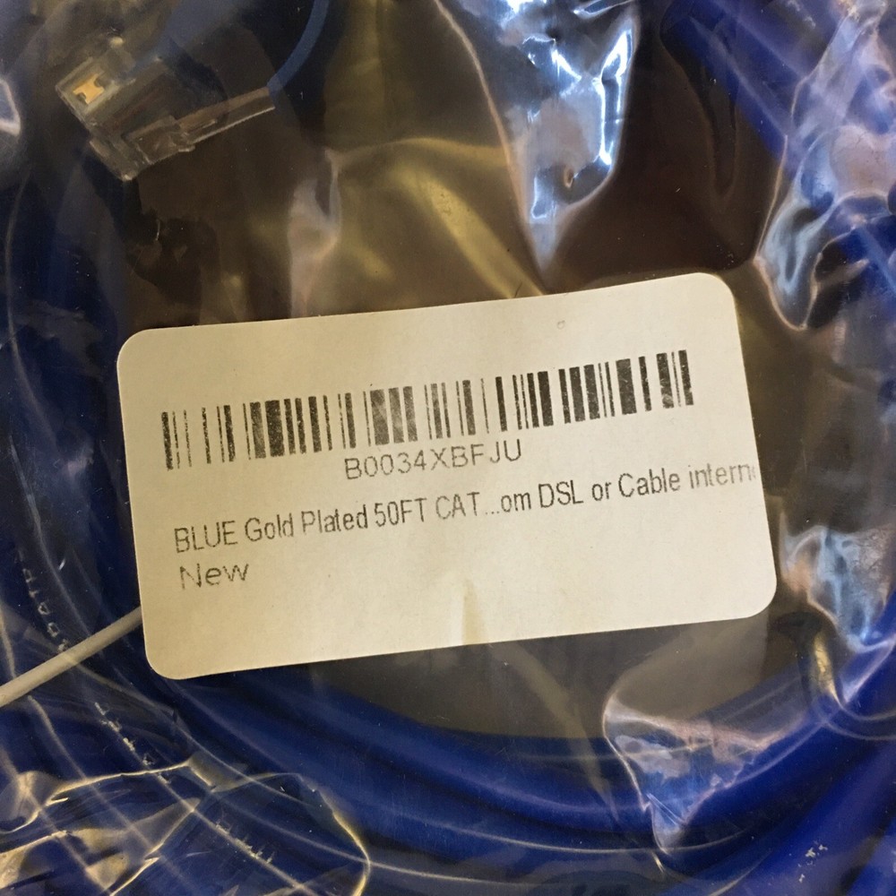 Blue Gold Plated 50FT cAT5e Ethernet Network Cable B0034XBFJU