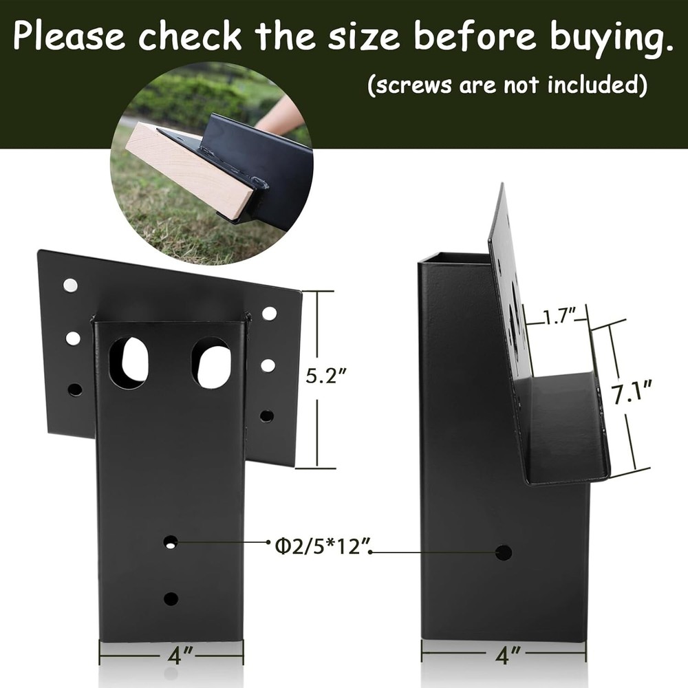 4 PCS Outdoor Multi-Use 4x4 Compound Angle Brackets Platform Bracket for...