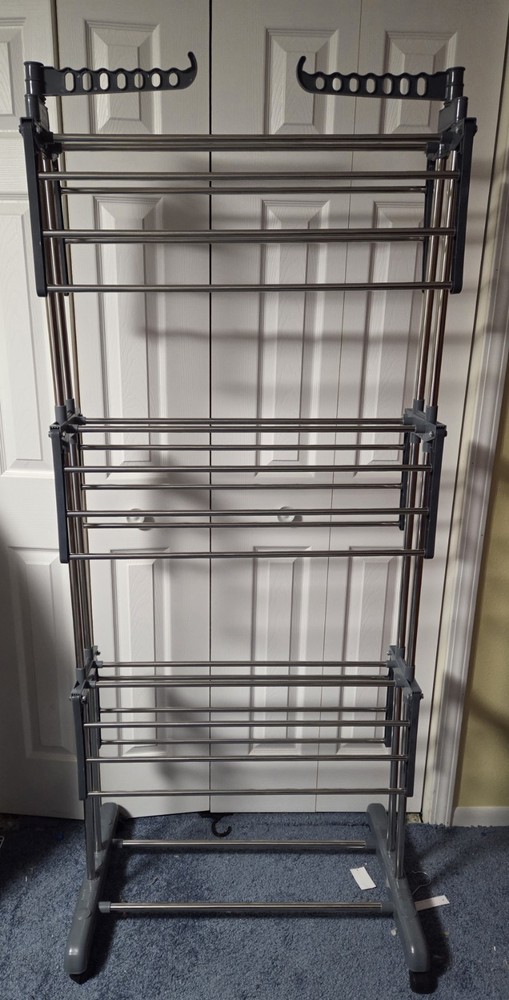Xlg 3-Tier Expandable Collapsing Foldable Laundry Drying Rack, Silver