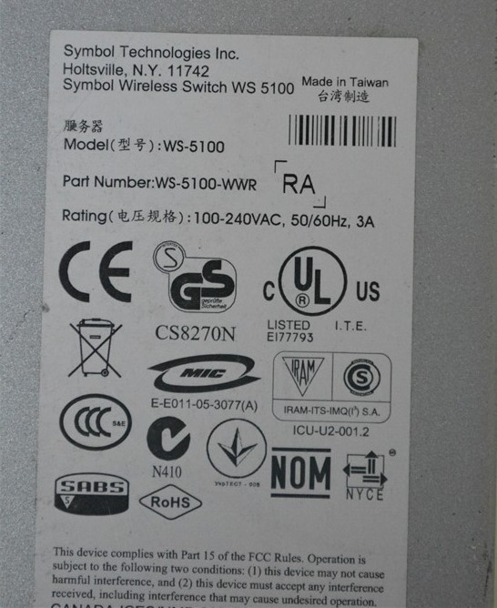 Symbol WS-5100 WS-5100-WWR Wireless Switch Controller