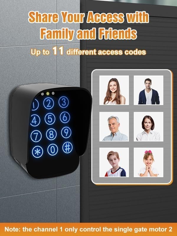 Touch Panel Wireless Gate Keypad with Adjustable Backlight & Security Features