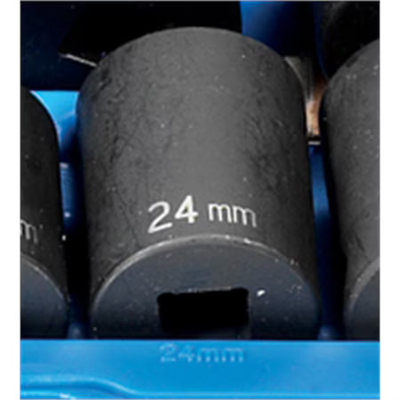 GREY PNEUMATIC 2124M 1/2" Drive, 24mm Size, Metric Socket, 12 Points,