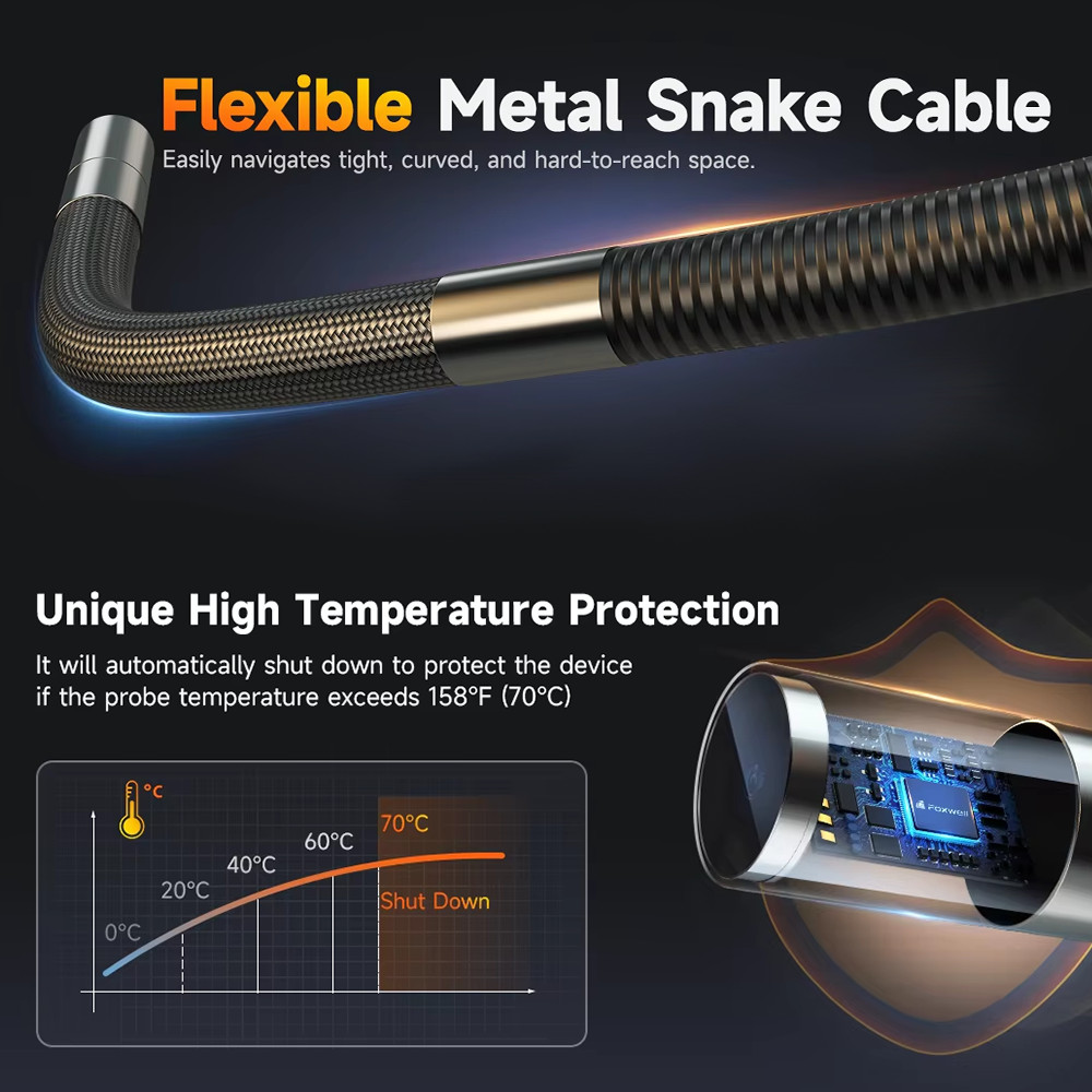 ANCEL AN301 1080P HD Dural Endscope Camera Borescope 6.2MM Two-way 210° Tool