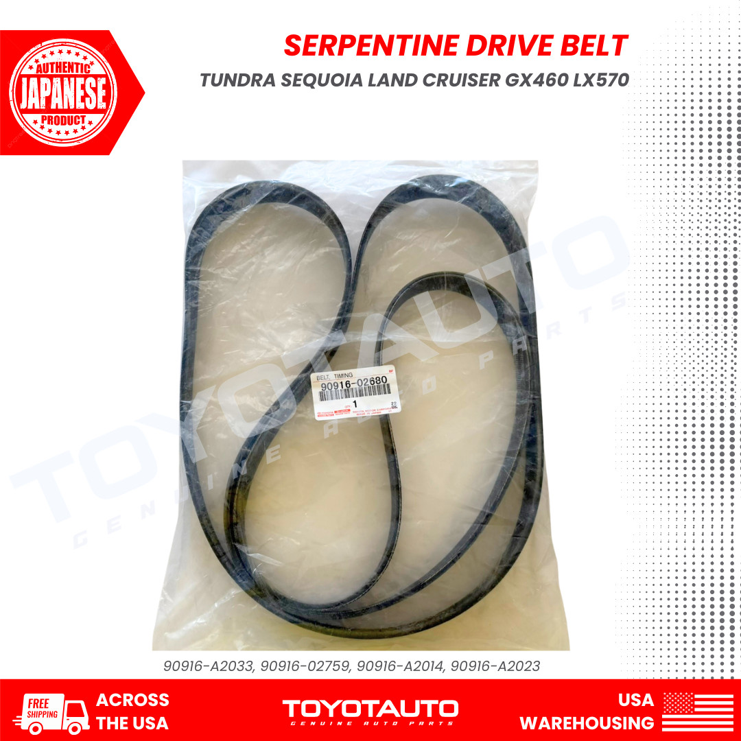 Toyota Drive Belt 90916-02680 Tundra Sequoia Land Cruiser GX460 LX570 OEM