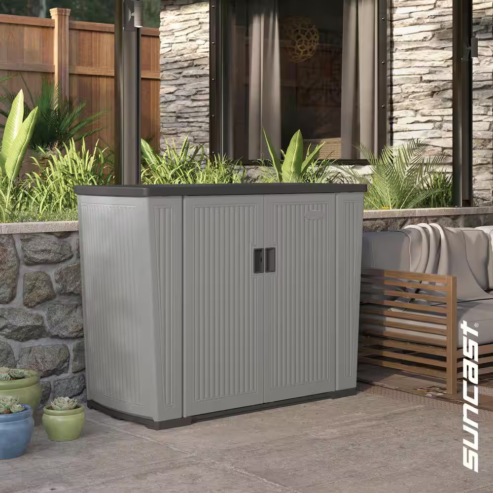 130 Gal. Dove Gray Backyard Oasis Vertical Deck Box