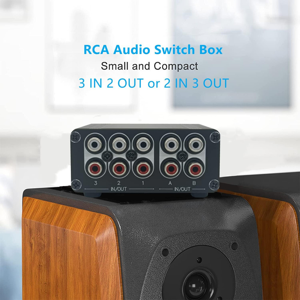 3 in 2 Out RCA Stereo Audio Switch Input Signal Source Switcher Selector Splitte