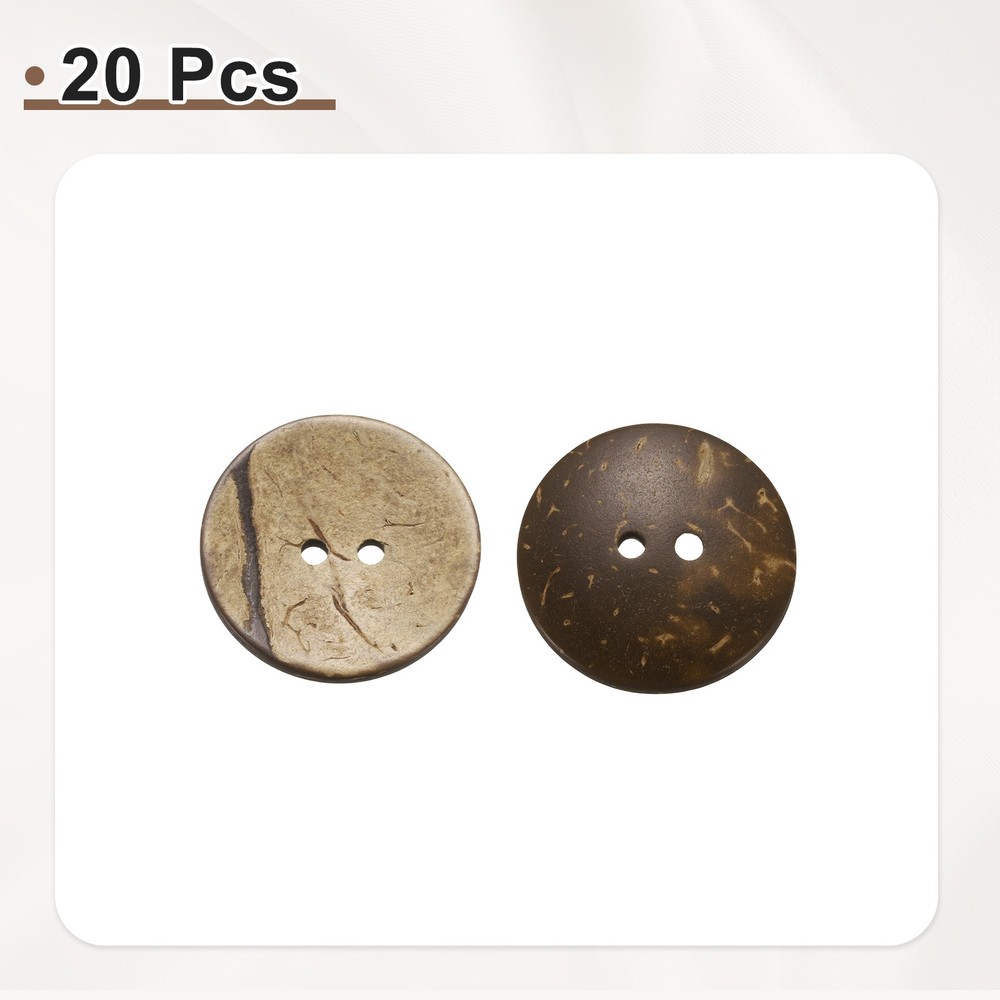 20pcs Coco Shell Buttons 30mm Handmade Sewing Crafts Round Button, Brown