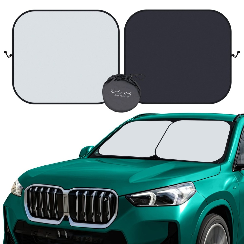 Kinder Fluff 2 Panel Windshield Sunshade-Certified- Blocks 99.87% UVR (Standard)