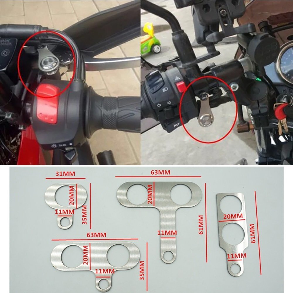 Stainless steel bracket Motorcycle Handlebar Switch ON-OFF 2 Push Button(BLUE)