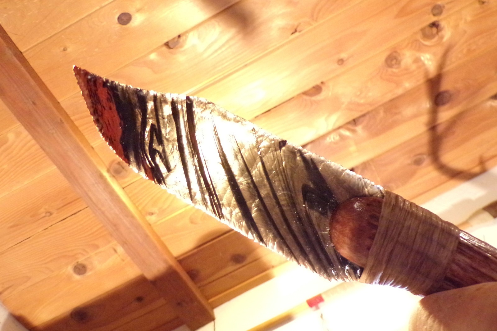 Triple Flow Obsidian Bowie Knife Flint Knapping Black Powder Deer Antler Handle