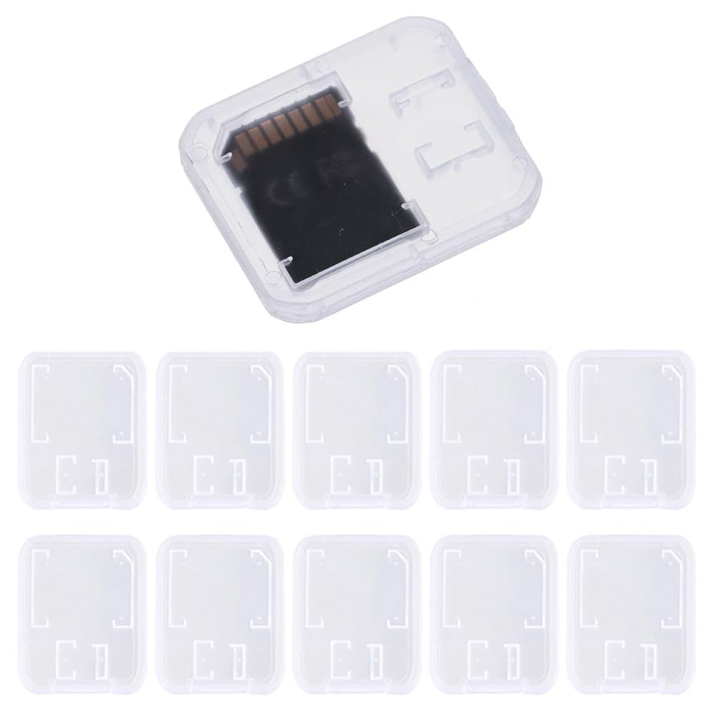 10 Pack Plastic Memory Card Case Storage Boxes Compatible with SD SDHC SDXC