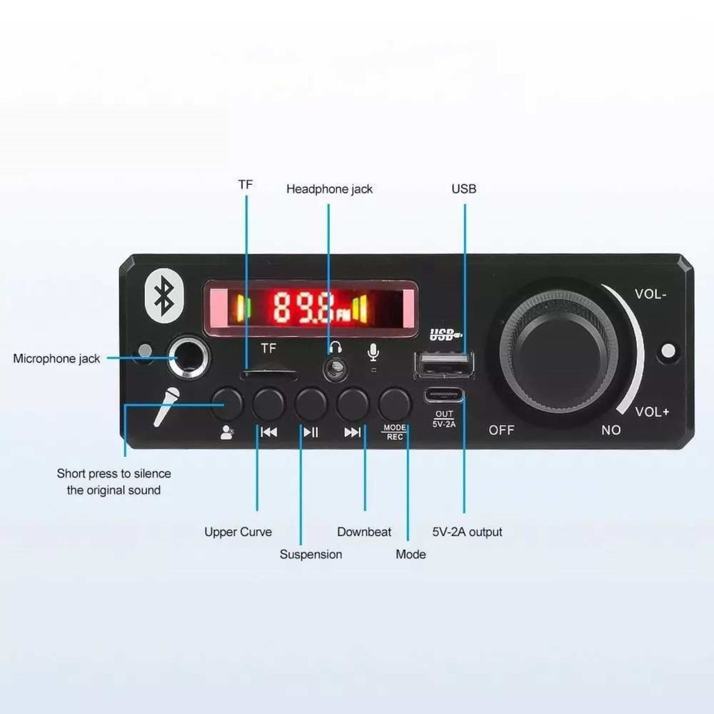 1set Audio Decoder 160W Amplifier Bluetooth 5.0 Recording/Microphone Support