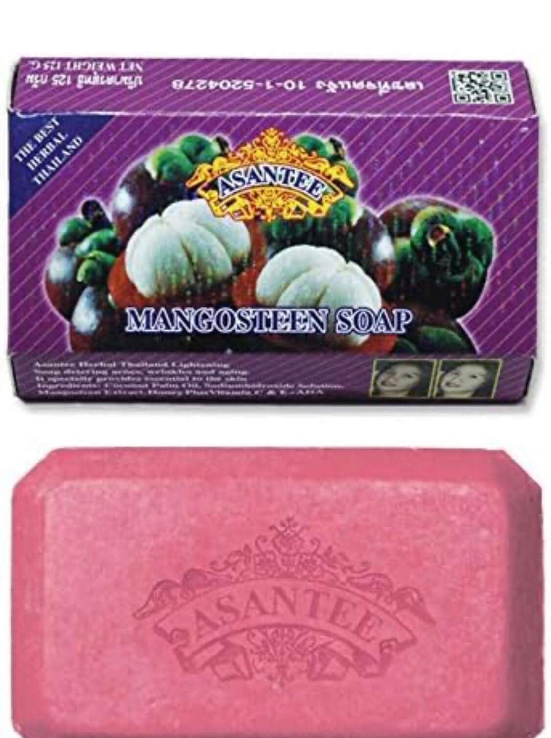 6 Bars - Asantee Mangosteen And Honey Plus AHA Collagen Herbal Soap 125 grams