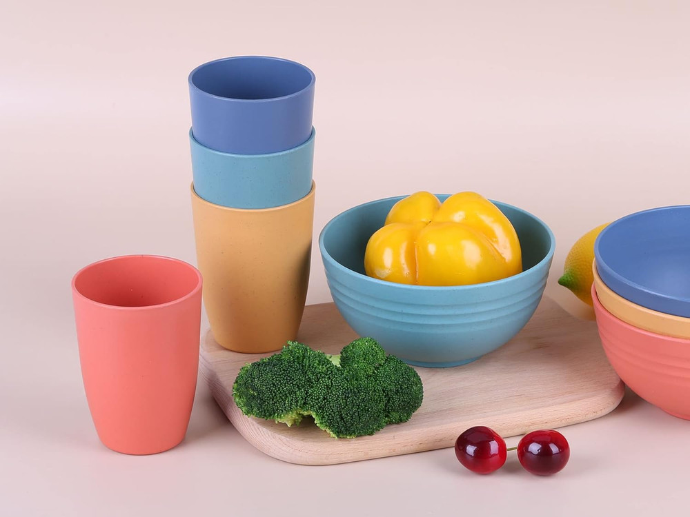 Luckyzone Wheat Straw Reusable Cup (12 Oz) - Unbreakable Drinking Glasses Sets -