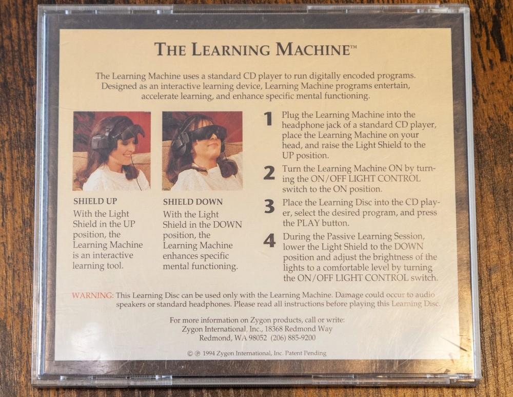 The Learning Machine Disc Case ONLY 1994 Zygon Good Condition Learning Disc G004