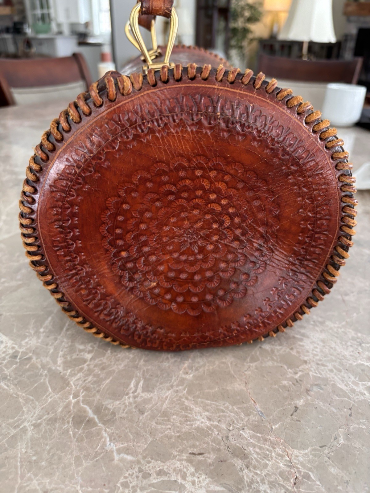 Gorgeous Hand Made Tooled LEATHER Vintage Old Mexico 1950’s Purse Bag