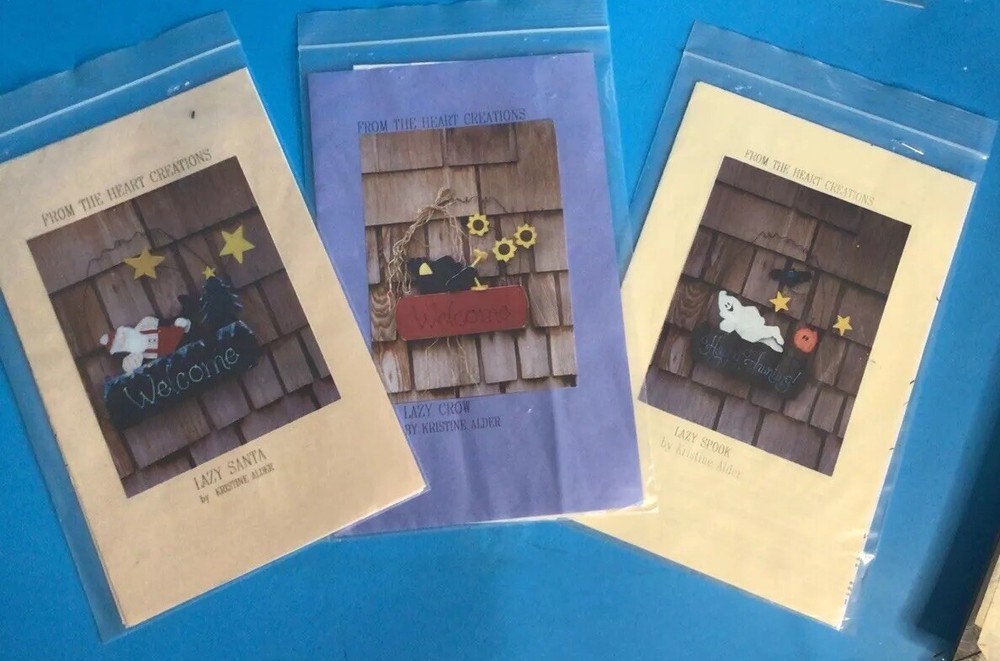 (3) Vintage Wood WallHanging Ornaments. "From the Heart" Craft Creation Pattern.