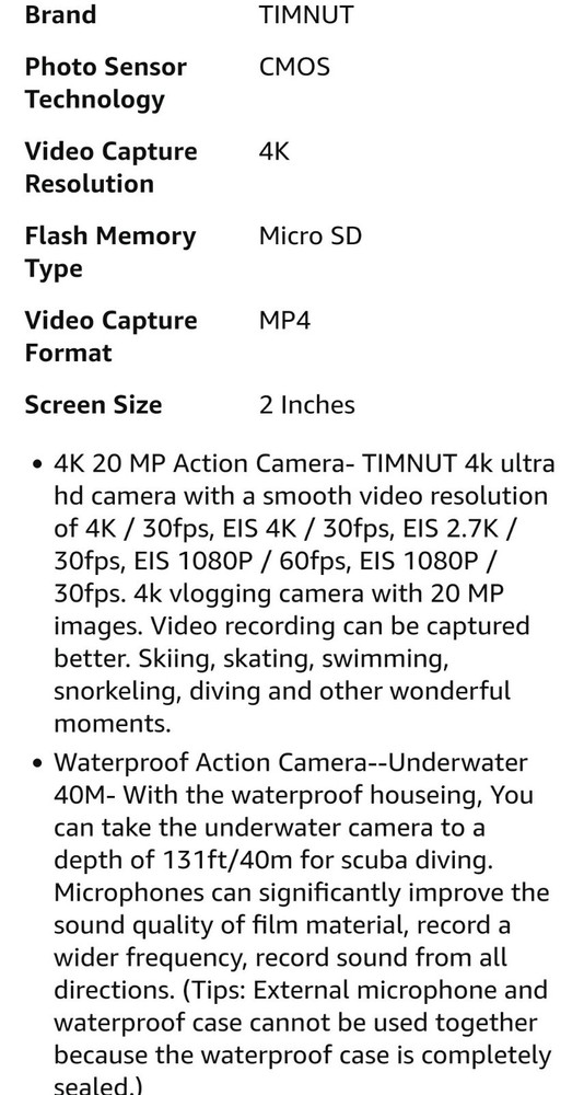 4K Action Camera 30fps