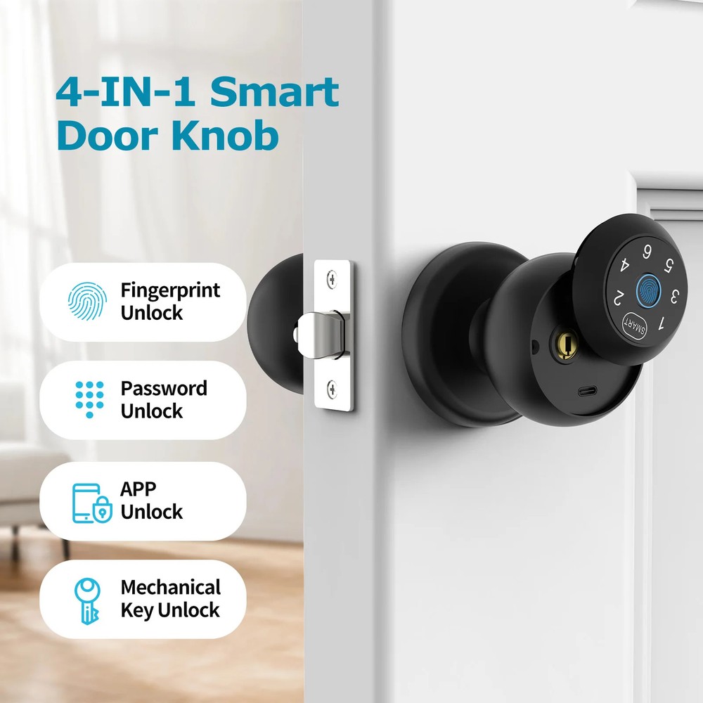 Ball-Shaped Smart Lock Fingerprint App-Controlled Passcode ElectronicTouchscreen
