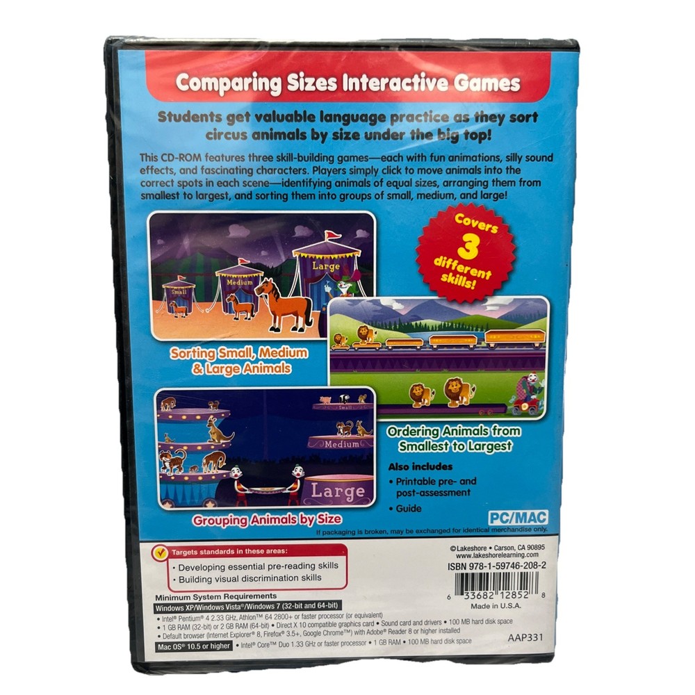 Lakeshore Interactive Games PC CD Comparing Sizes What Goes Together Sealed